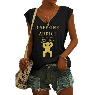 Caffeine Addict On The Loose Mom Women's V-neck Tank Top | Mazezy