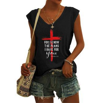 Christian Quote Faith Jeremiah 2911 For I Know The Plans Women's V-neck Tank Top | Mazezy