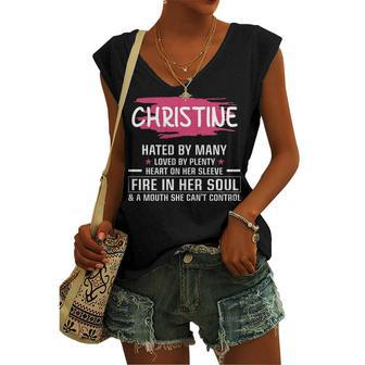 Christine Name Christine Hated By Many Loved By Plenty Heart On Her Sleeve Women's Vneck Tank Top - Seseable