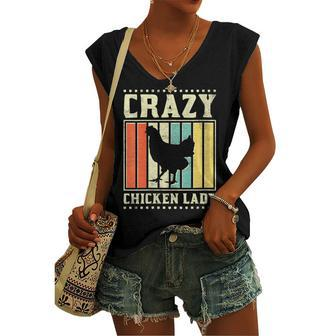 Womens Crazy Chicken Lady V3 Women's Vneck Tank Top - Seseable