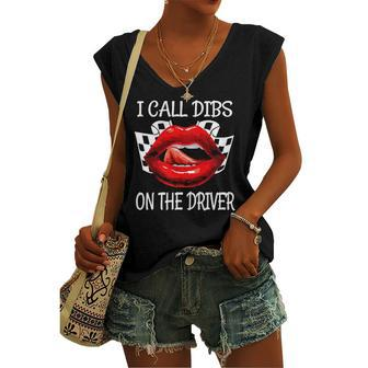 Dirt Track Racing I Call Dibs On The Driver Women's V-neck Tank Top | Mazezy