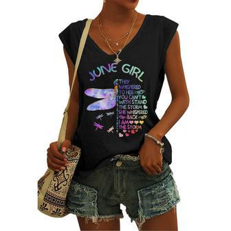 Dragonfly June Girl They Whispered To Her Women's V-neck Tank Top | Mazezy