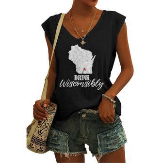 Drink Wisconsibly Wisconsin Wi Drinking Alcohol Beer Lover Women's V-neck Tank Top | Mazezy
