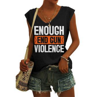 Enough End Gun Violence Wear Orange Anti Violence Women's V-neck Tank Top | Mazezy