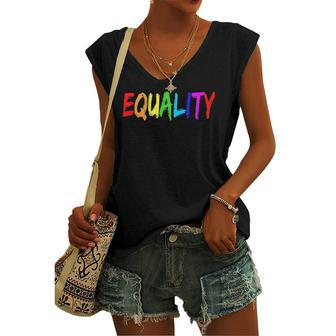 Equality Rainbow Flag Lgbtq Rights Tee Women's V-neck Tank Top | Mazezy