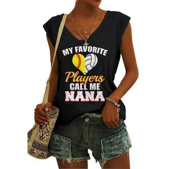 My Favorite Softball Volleyball Players Call Me Nana Women's V-neck Tank Top | Mazezy