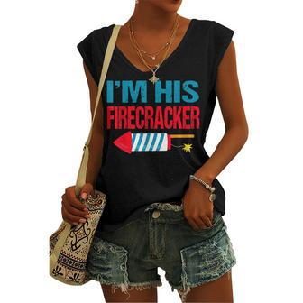 Im His Firecracker His And Hers 4Th Of July Matching Couple Women's Vneck Tank Top - Seseable
