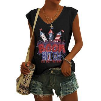 Fireworks 4Th Of July Boom Bitch Get Out The Way V2 Women's Vneck Tank Top - Seseable