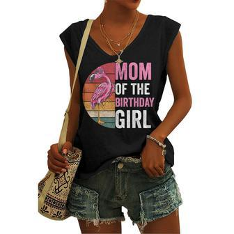Flamingo Mom Of The Birthday Girl Matching Birthday Outfit Women's Vneck Tank Top - Seseable
