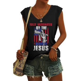 Fully Vaccinated By The Blood Of Jesus Christian USA Flag V2 Women's V-neck Casual Sleeveless Tank Top - Monsterry UK
