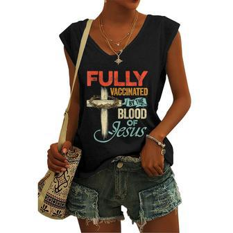 Fully Vaccinated By The Blood Of Jesus Faith Funny Christian V2 Women's V-neck Casual Sleeveless Tank Top - Monsterry UK