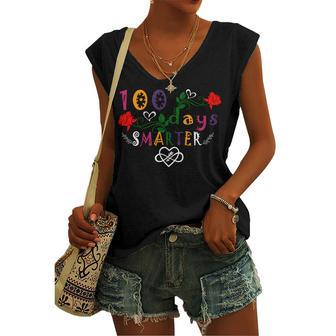 Funny 100 Days Smarter Shirt Happy 100Th Day Of School Gifts Women's V-neck Casual Sleeveless Tank Top - Monsterry DE