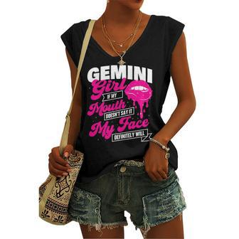 Gemini Girl Zodiac Sign Astrology Symbol Horoscope Reader Women's V-neck Tank Top | Mazezy