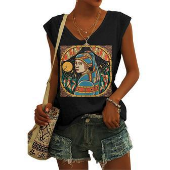 Girl With A Pearl Ear Ring Vintage Women's V-neck Casual Sleeveless Tank Top - Monsterry