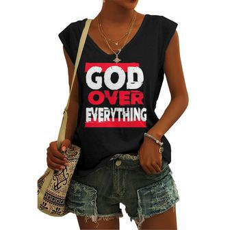 God Over Everything Religion Jesus Women's V-neck Tank Top | Mazezy