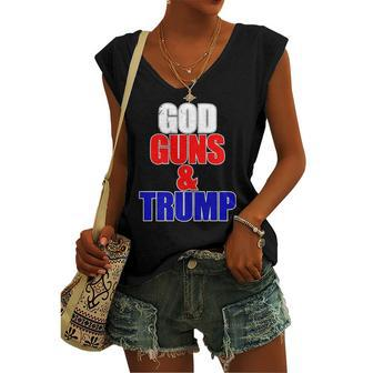 God Gun & Trump Vintage Christian Women's V-neck Tank Top | Mazezy
