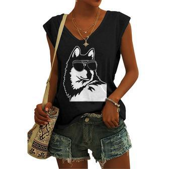Great For Christmas Very Cool Alaskan Klee Kai Women's V-neck Tank Top | Mazezy