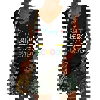 Happy Last Day Of School Teacher Student Summer Break Women's V-neck Tank Top | Mazezy