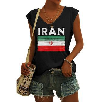 Iran Flag Vintage Iran Flag Women's V-neck Tank Top | Mazezy