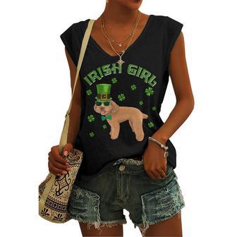 Irish Girl Leprechaun Poodle Dog St Patricks Day Kids Women's V-neck Casual Sleeveless Tank Top | Favorety AU