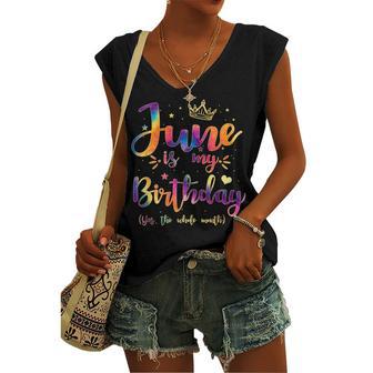 June Is My Birthday Month Tie Dye Watercolor Women's Vneck Tank Top - Seseable