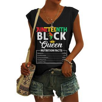 Junenth Black Queen Nutritional Facts Freedom Day Women's V-neck Tank Top | Mazezy