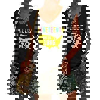 Juneteenth June 19 1865 Black Pride History Black Freedom Women's V-neck Tank Top | Mazezy