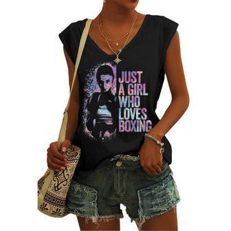 Just A Girl Who Loves Boxing Ink Splatter Women's V-neck Casual Sleeveless Tank Top | Favorety CA