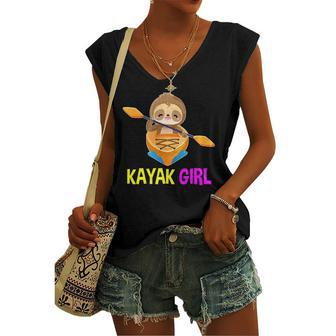 Kayak Girl Sloth Team Paddling Kayaking Women's V-neck Tank Top | Mazezy