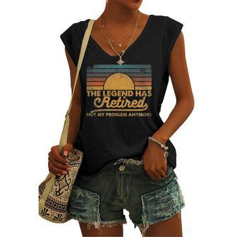 The Legend Has Retired Not My Problem Anymore Retro Vintage Women's V-neck Tank Top | Mazezy