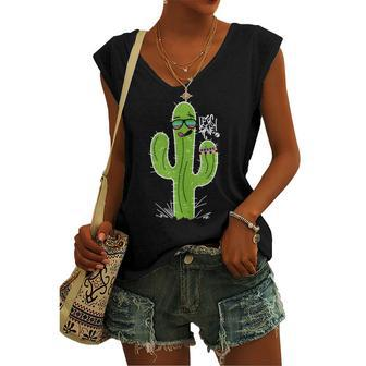 Let’S Rave Cactus Gardening Women's V-neck Tank Top | Mazezy