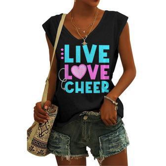 Live Love Cheer Cheerleading Lover Quote Cheerleader V2 Women's Vneck Tank Top - Seseable