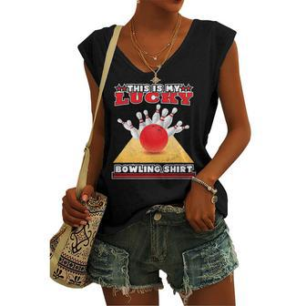 Lucky Bowling Lover Graphic For And Bowler Women's V-neck Tank Top | Mazezy