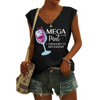 Mega Pint I Thought It Necessary Sarcastic Wine Women's V-neck Tank Top | Mazezy