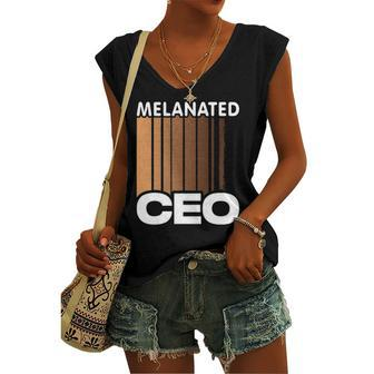 Melanated Ceo Black Business Owner Boss Entrepreneur Women's V-neck Tank Top | Mazezy