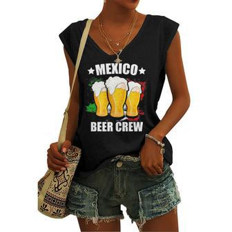 Mexico Beer Drinking Crew Mexican Flag Tee Women's V-neck Tank Top | Mazezy