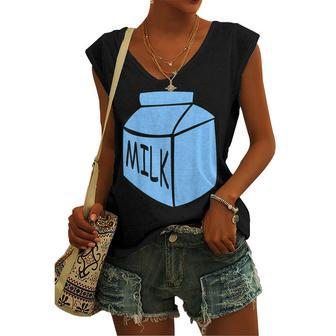 Milk Carton Milky Match Pair With Cookie Costume V2 Women's Vneck Tank Top - Seseable