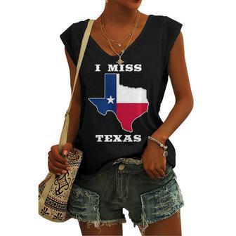 I Miss Texas Texas Flag Women's V-neck Tank Top | Mazezy