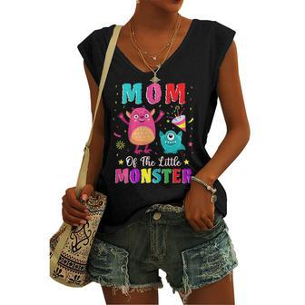 Mom Of The Little Monster Matching Birthday Son Women's V-neck Tank Top | Mazezy