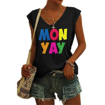 Mon-Yay Happy Monday Lovers Fun Parent Teacher Women's V-neck Tank Top | Mazezy