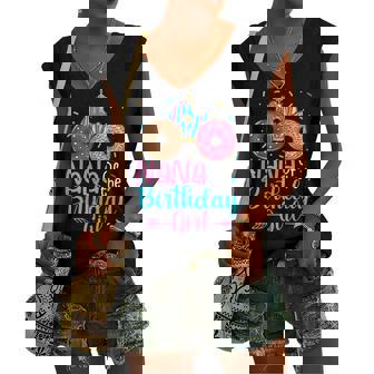 Nana Of The Birthday Girl Donut Party Family Matching Women's Vneck Tank Top - Seseable
