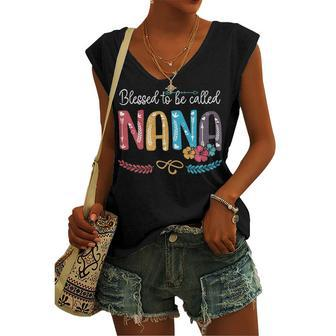 Nana Grandma Blessed To Be Called Nana Women's Vneck Tank Top - Seseable