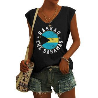 Nassau The Bahamas Flag Lovers Women's V-neck Tank Top | Mazezy