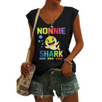 Nonnie Shark Nonnie Shark Lover Mothers Women's V-neck Tank Top | Mazezy