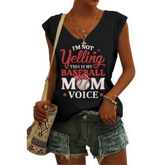 Im Not Yelling This Is My Baseball Mom Voice Baseball Lover Women's V-neck Tank Top | Mazezy