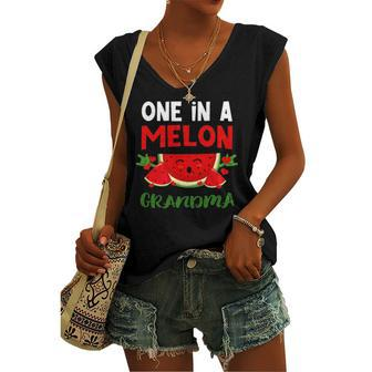 One In A Melon Grandma Love Watermelon Summer Fruit Lover Women's V-neck Tank Top | Mazezy