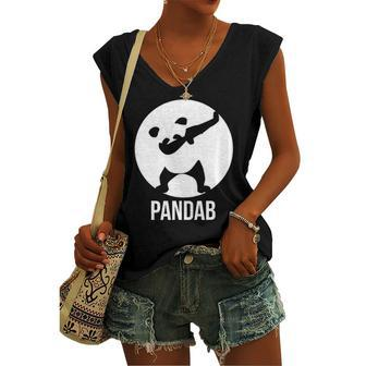 Pandab Dabbing Panda Women's V-neck Tank Top | Mazezy
