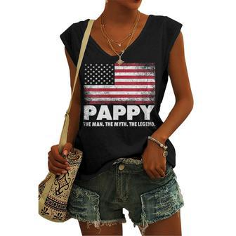 Womens Pappy The Man Myth Legend American Flag Fathers Day July 4Th Women's Vneck Tank Top - Seseable