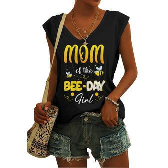 Womens Party Matching Birthday Sweet Mom Of The Bee Day Girl Hive Women's Vneck Tank Top - Seseable