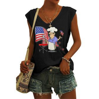 Womens Patriotic All American Dad 4Th Of July Flag Bbq Men Women's Vneck Tank Top - Seseable